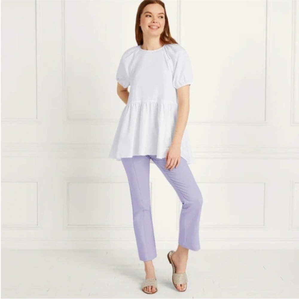 Hill House The Francesca Top White 100% Cotton Short Sleeve Hi Lo Blouse S NWT